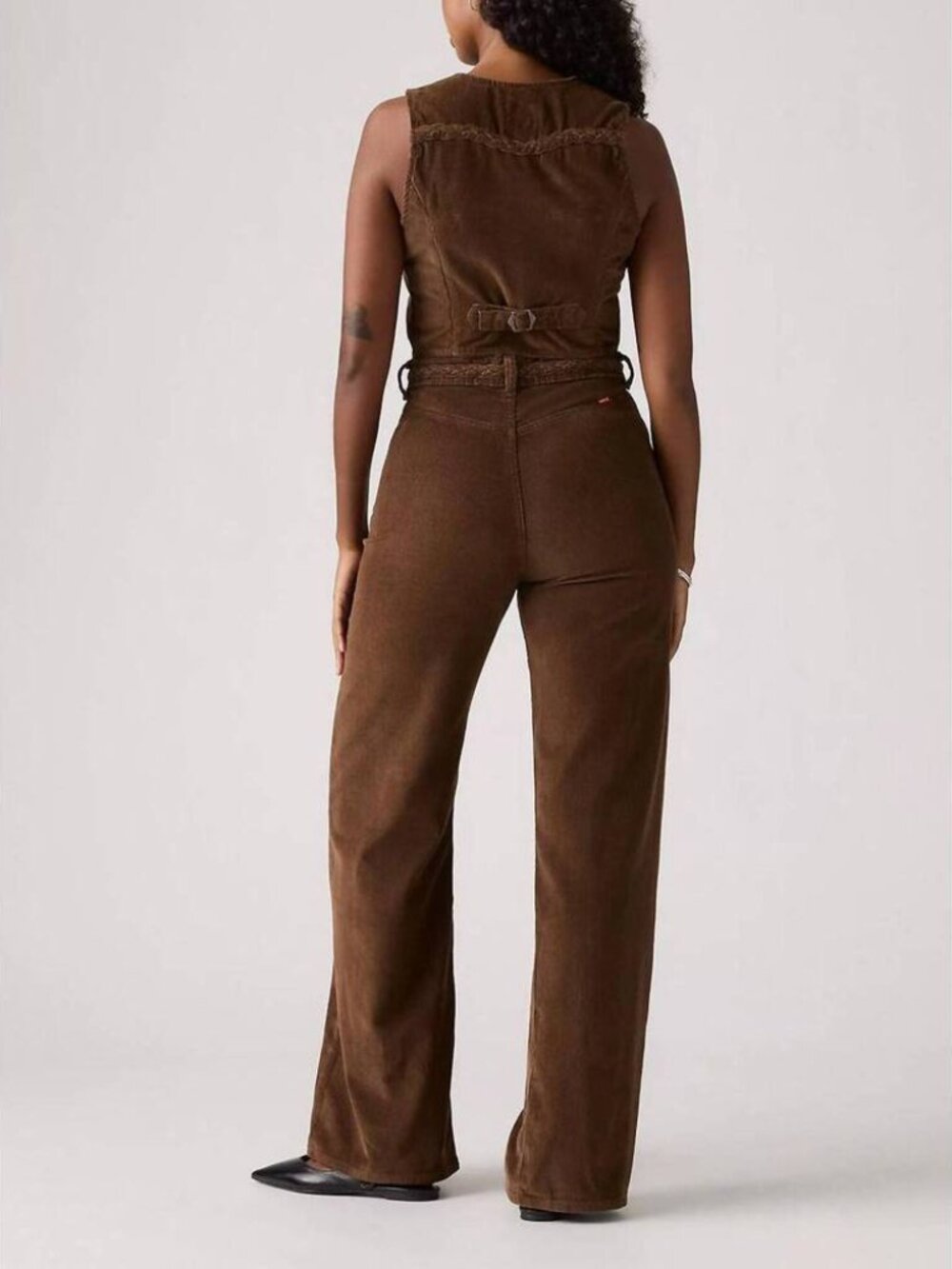 Levi's Ribcage Braided Wide Leg Corduroy Jeans Carafe Brown - Picture 2 of 9